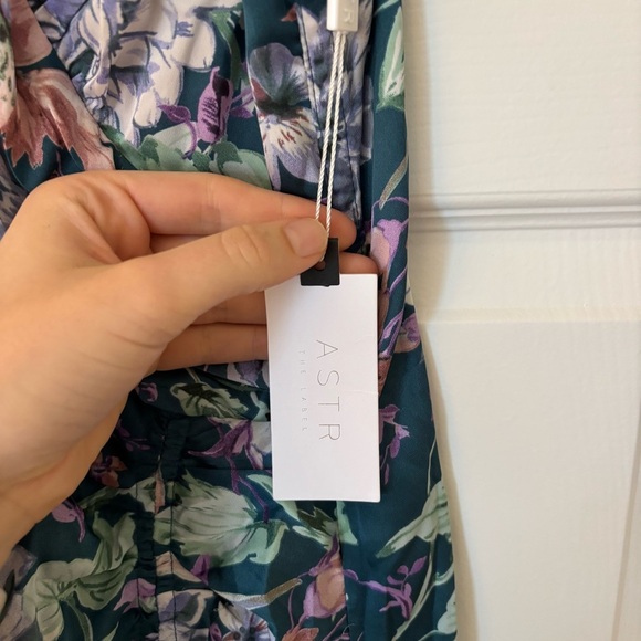 ASTR the Label Ruched Floral Cutout Maxi Dress in Teal Purple Multi Floral NWT S - Picture 7 of 13